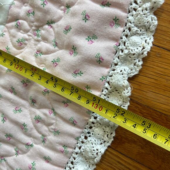 Vintage Baby Quilt with Lace Trim & Birth Certificate Panel - Picture 14 of 14